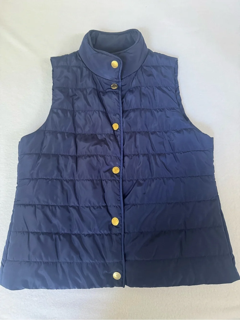 Michael Kors Navy Quilted Gold-Button Vest
